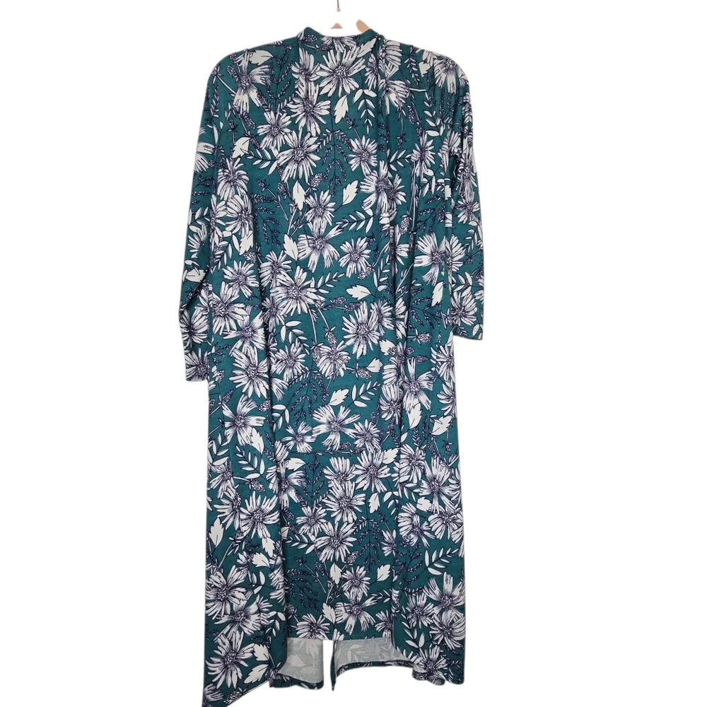 LulaRoe Teal Floral Duster with Pockets